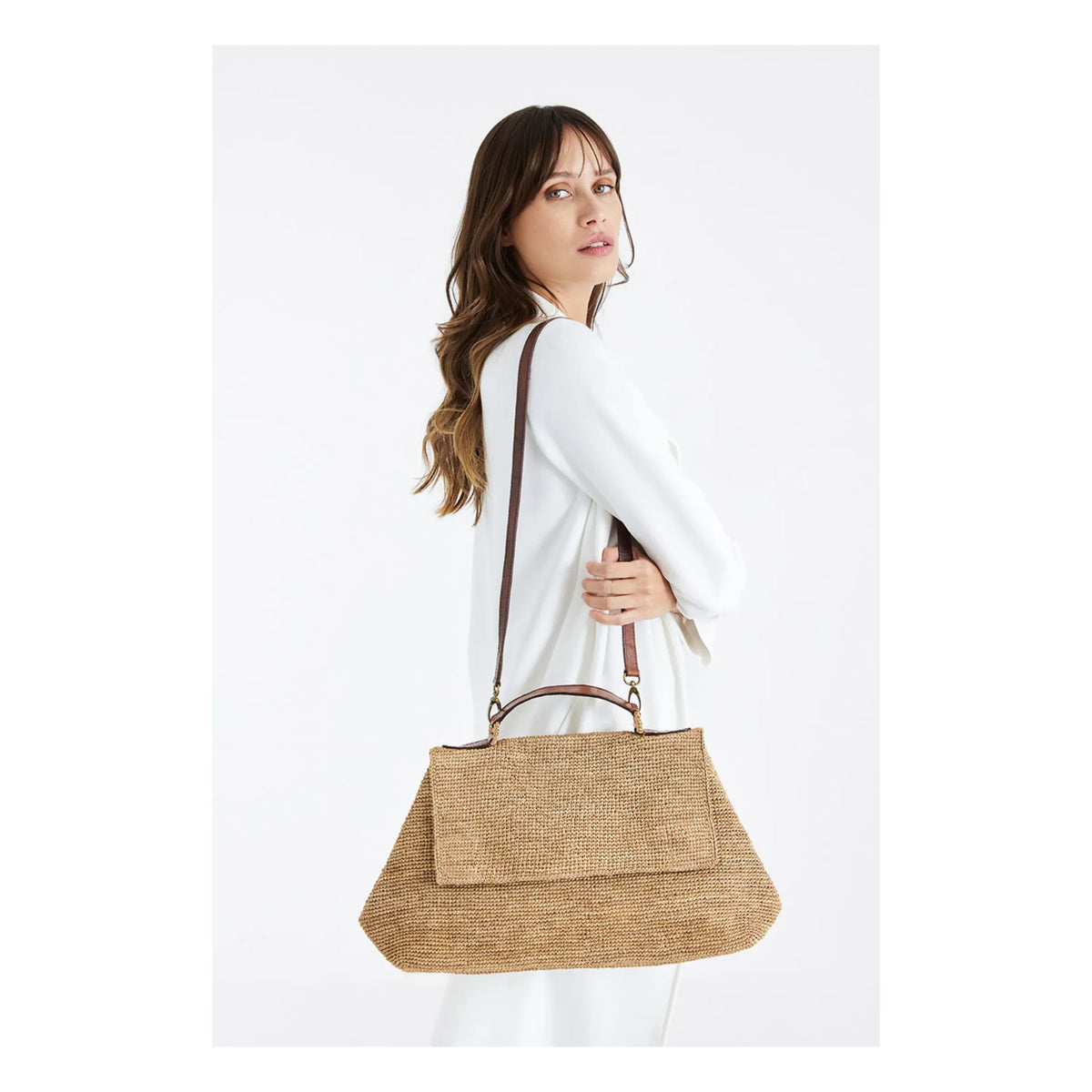 IBELIV "LAHADY" Raffiatasche natural