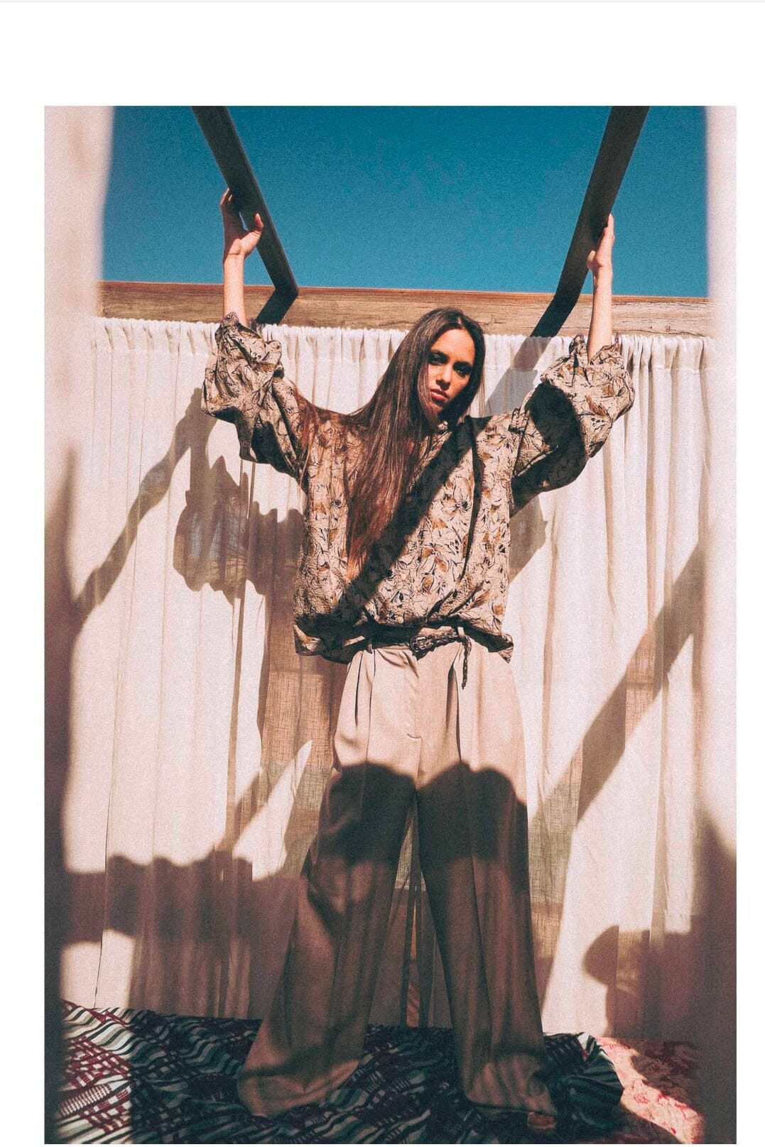 CLARAMONTE Baumwollbluse "Randa" taupe floral