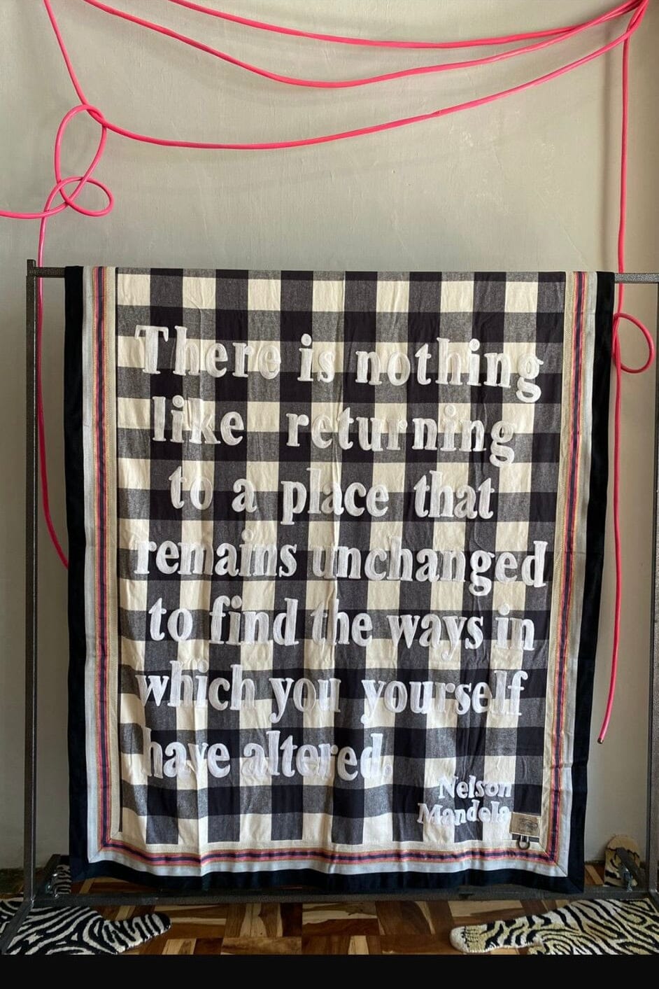 KARIEN BELLE WOOL Plaid "POETRY" black/off-white