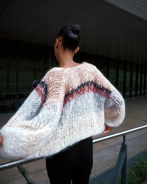 MAIAMI Cardigan "OMBRE" creme/mint