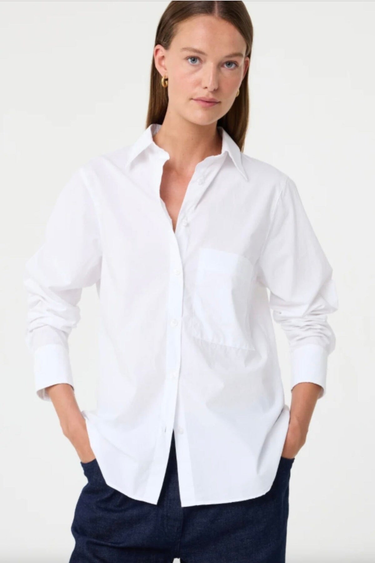 KNIT TED Popeline Hemd "LIES" weiss