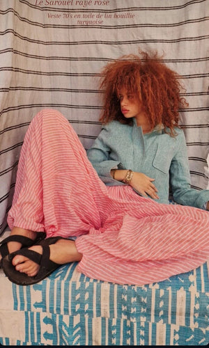 CLARAMONTE cotton kaftan "ALI" blue stripe