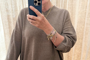 FFC Cashmere/Wool Feinstrick V-Neck Pullover "Neo" taupe