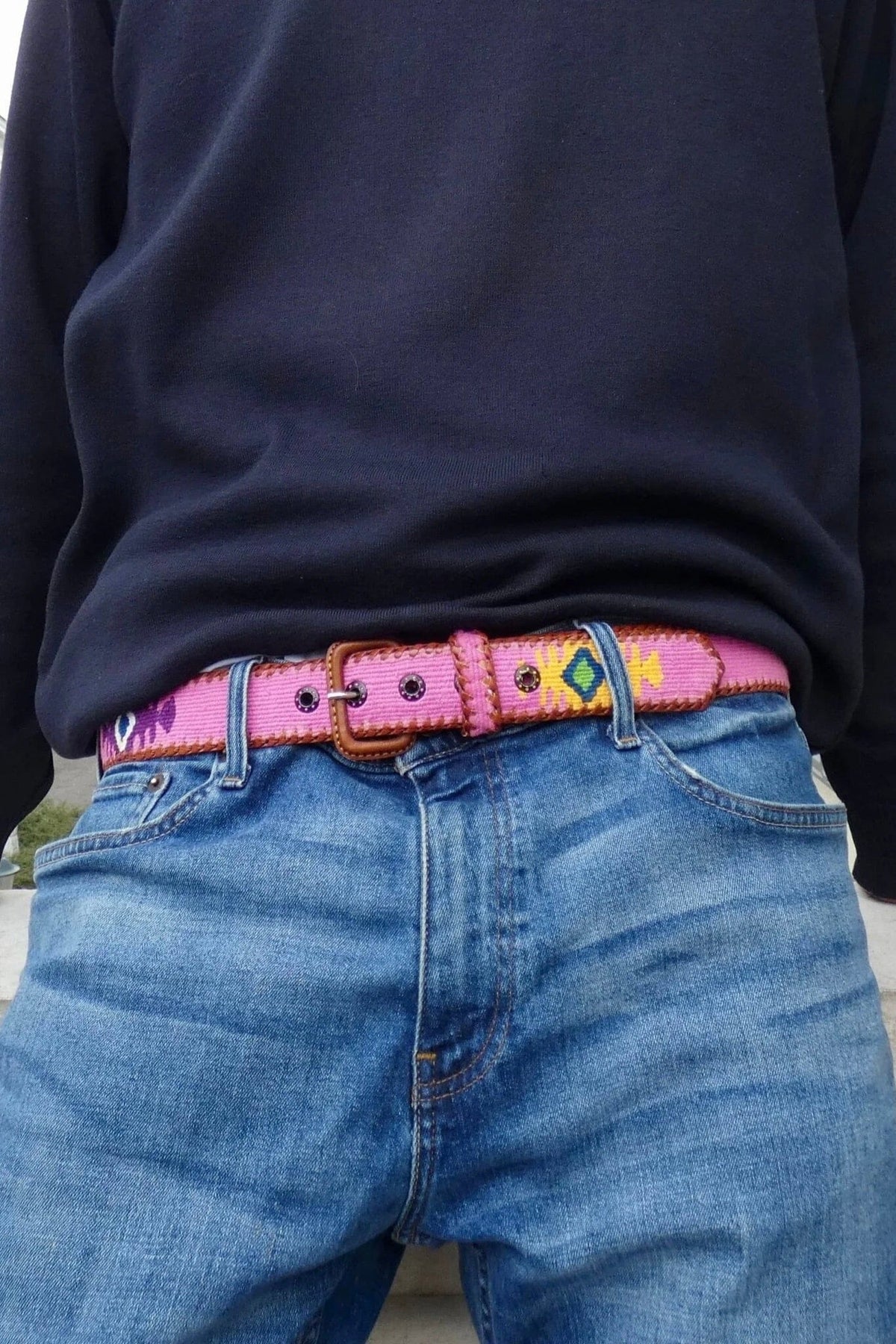 Mehrfarbiger, ethnischer Gürtel "UNYKE" pink