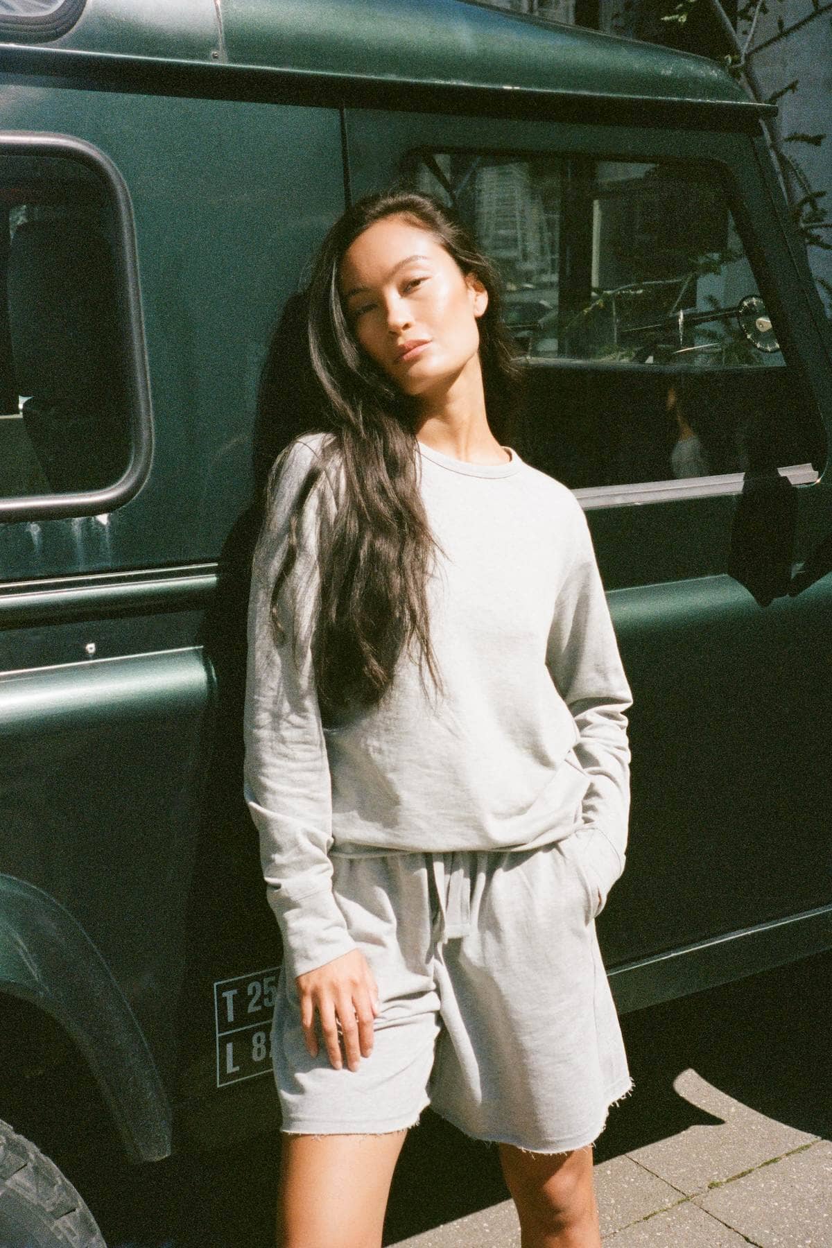 RABENS SALONER Baumwolle Shorts "CAITLIN" grey melange