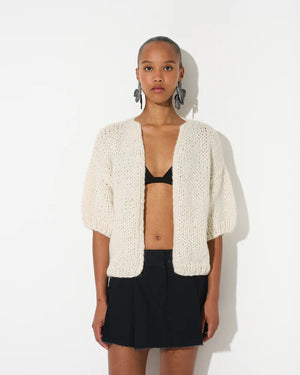 MAIAMI Kurzarm Cardigan "ALPACA" beige