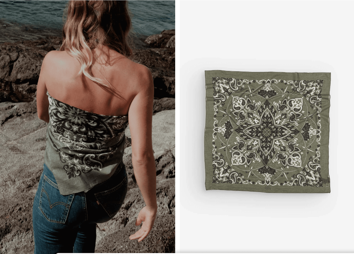 MAISON LECOMTE FLAMANT Baumwollschal "Bandana" kaki