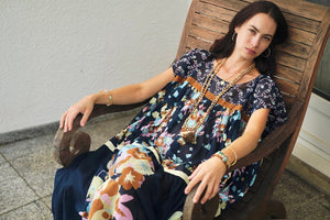 YVONNE S Mini Maxi - Dress "Wind" navy flowers