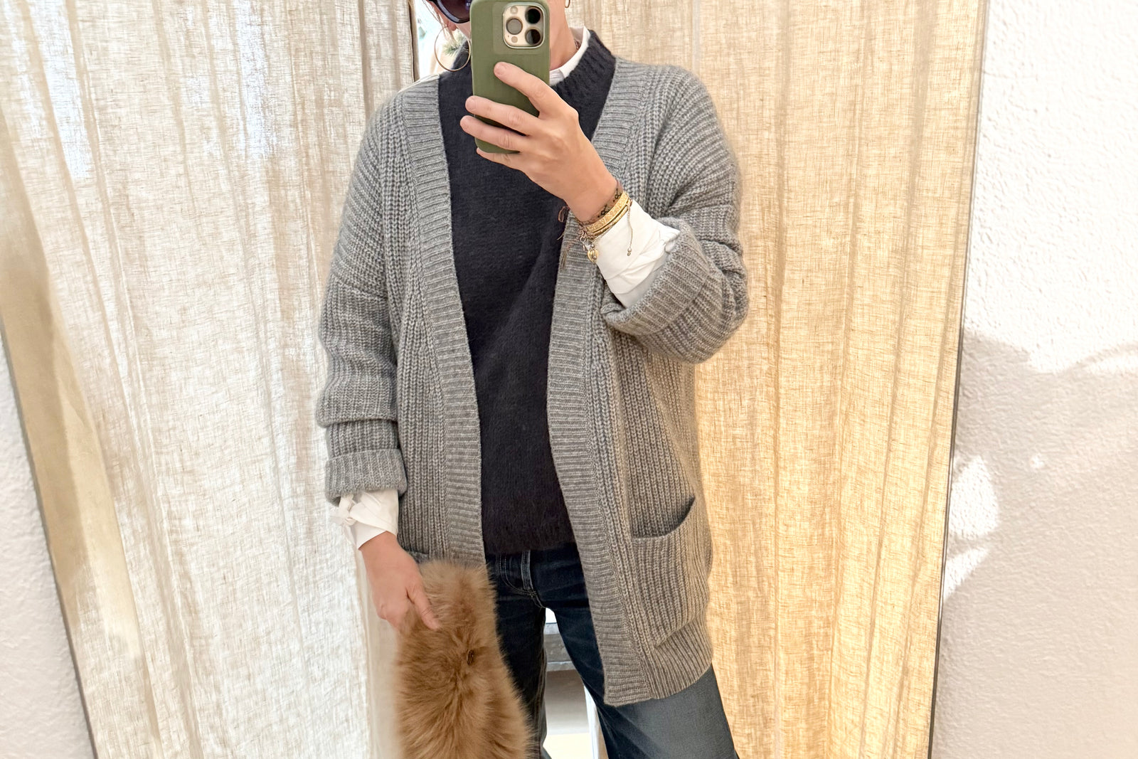 Choice by Réjane Rosenberger Wool/Cashmere Cardigan "GLORIA" grau méliert