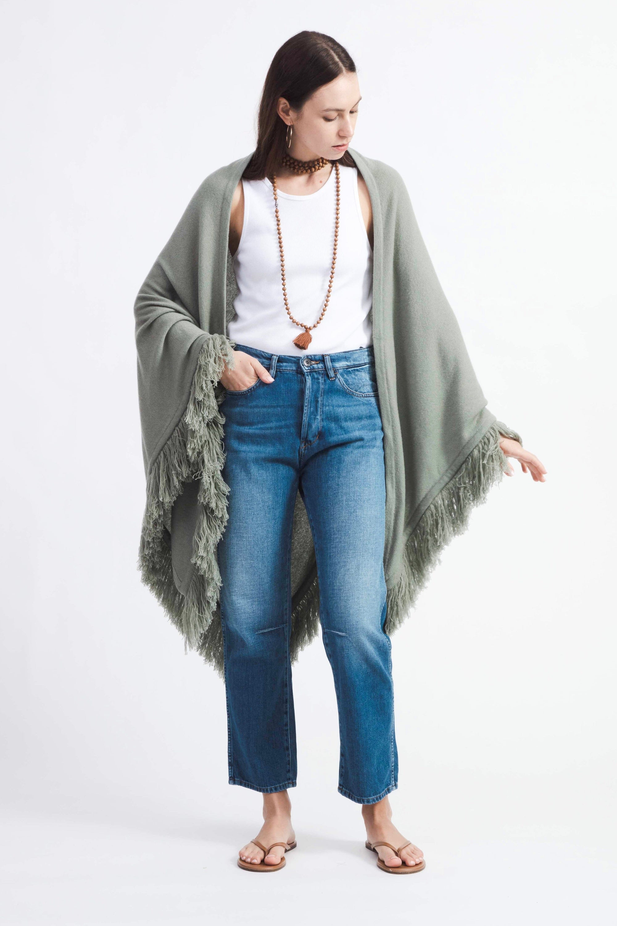 Choice by Réjane Rosenberger Cashmere Poncho wasabi
