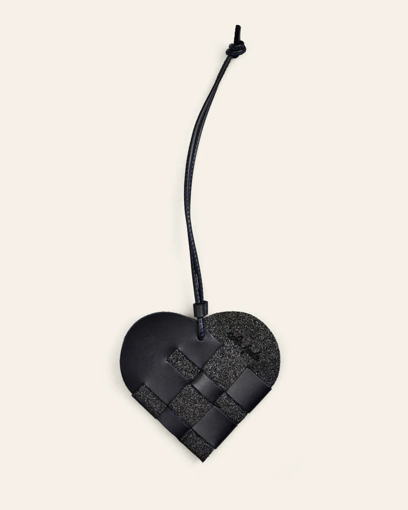 CALAJADE Ledercharm "HEART" medium schwarz/sparkling