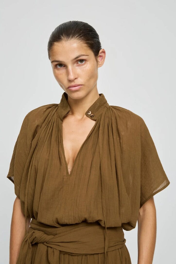 LAURENCE BRAS Baumwollbluse "WHEELESS" khaki