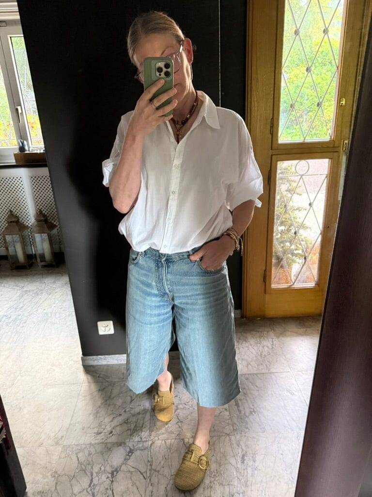 HAIKURE Wide Jeans oder Bermuda "BETHANY" ionic blue