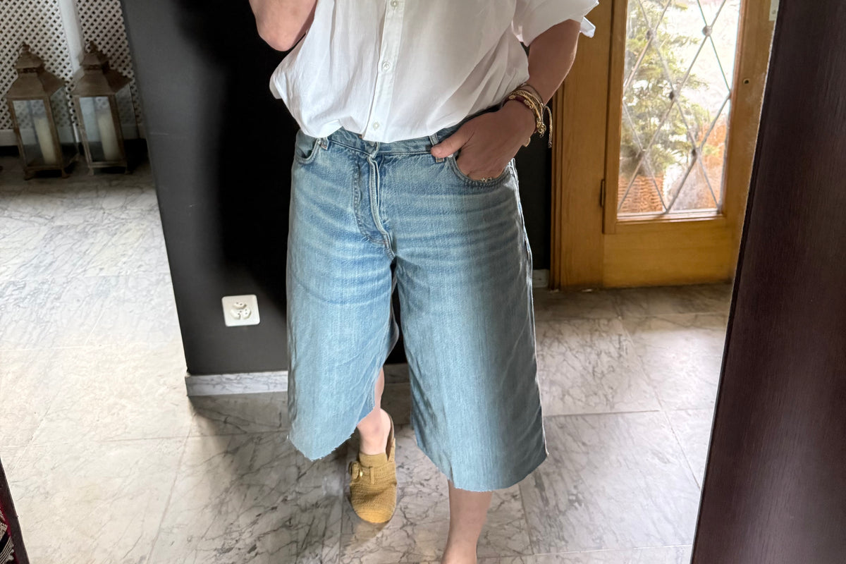 HAIKURE Wide Jeans oder Bermuda "BETHANY" ionic blue