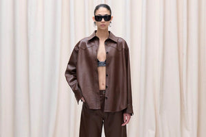 HAIKURE Leder Hemd "BELTY" choco