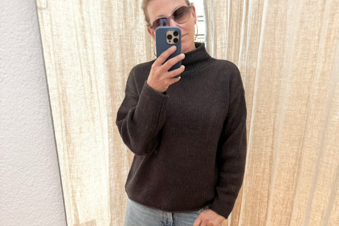 FFC Cashmere/Wool Stehkragen Pullover "Aris" brown chiné