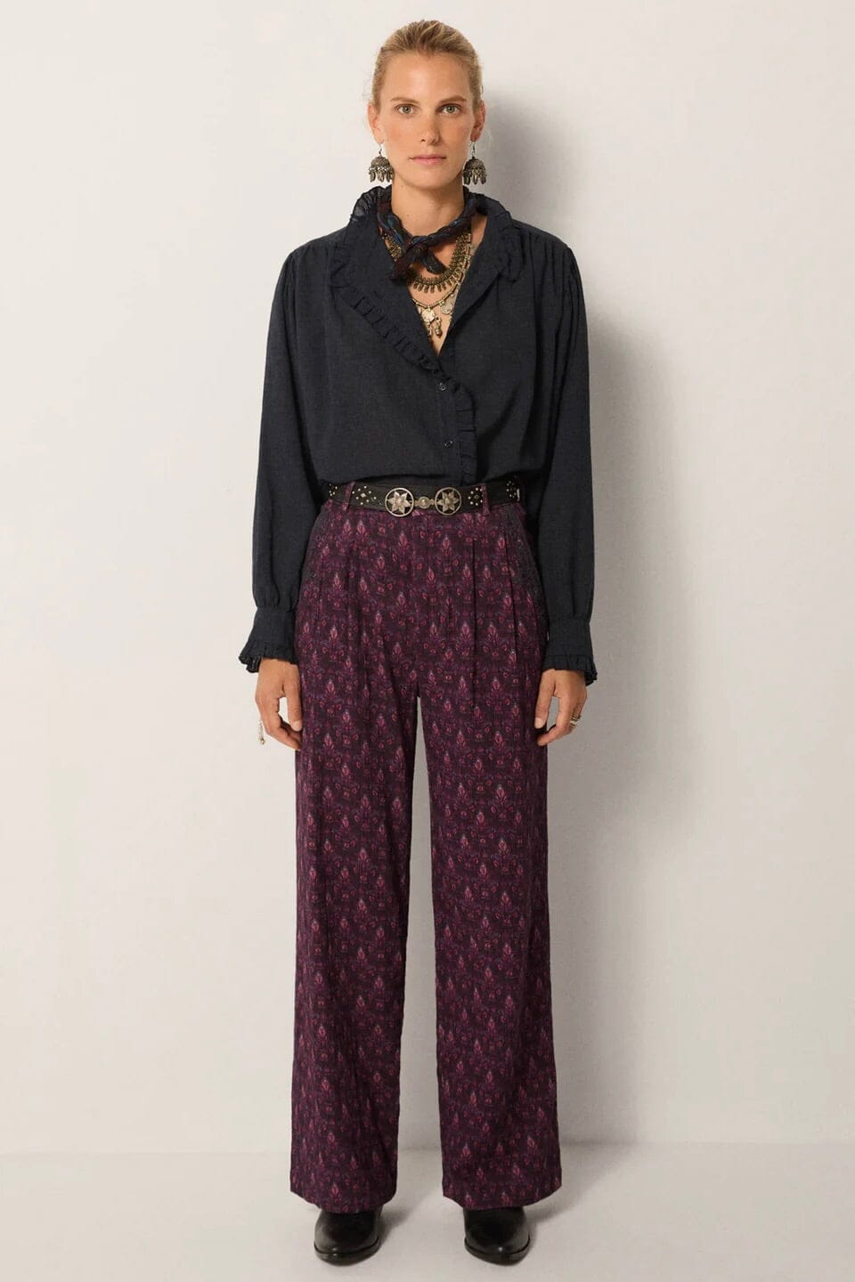 MAISON HOTEL Viscosebluse "CELESTE" nocturne blue