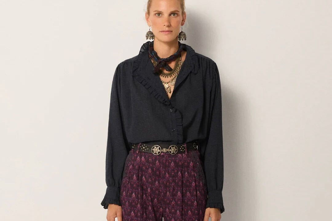 MAISON HOTEL Viscosebluse "CELESTE" nocturne blue