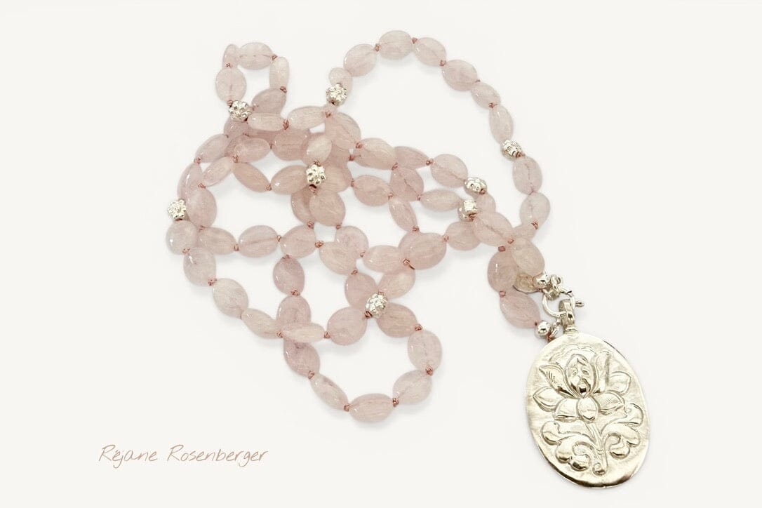 REJANE ROSENBERGER DESIGN Rosenquarzkette "Lotus" oval