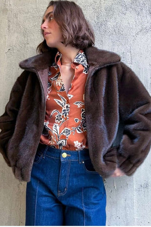 STELLA FOREST Bomberjacke "ATEMIS" fake fur chocolat