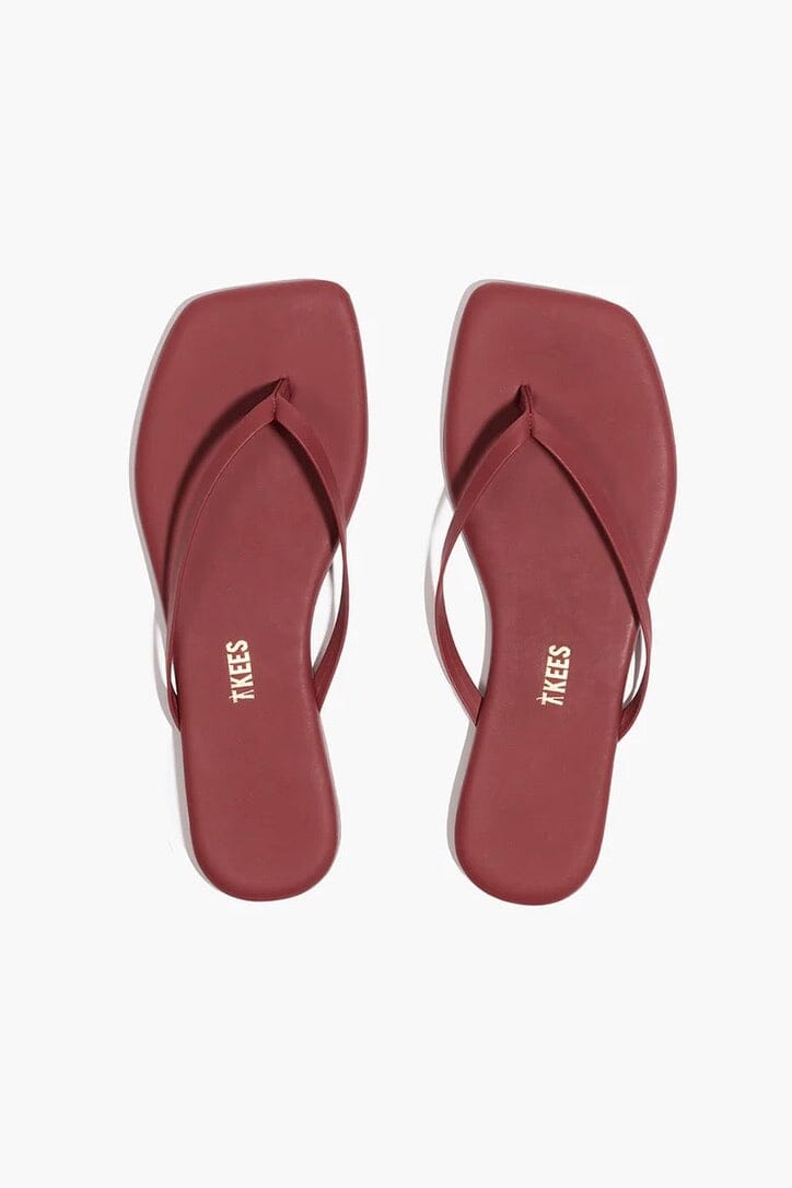 TKEES Leder Flip Flop "SQUARE" burgundy