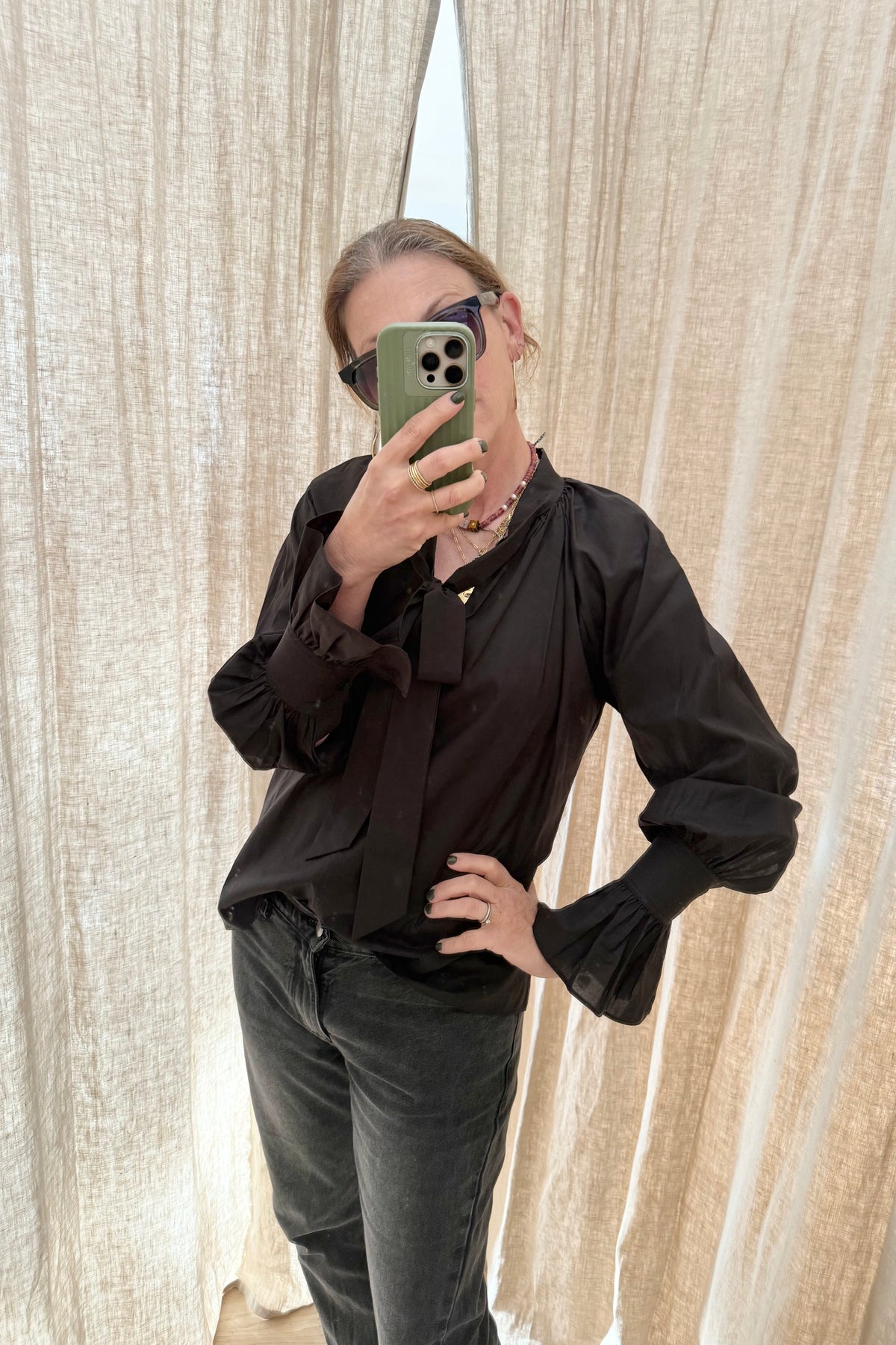 VANESSA BRUNO Baumwollmix Bluse "FATIMA" schwarz