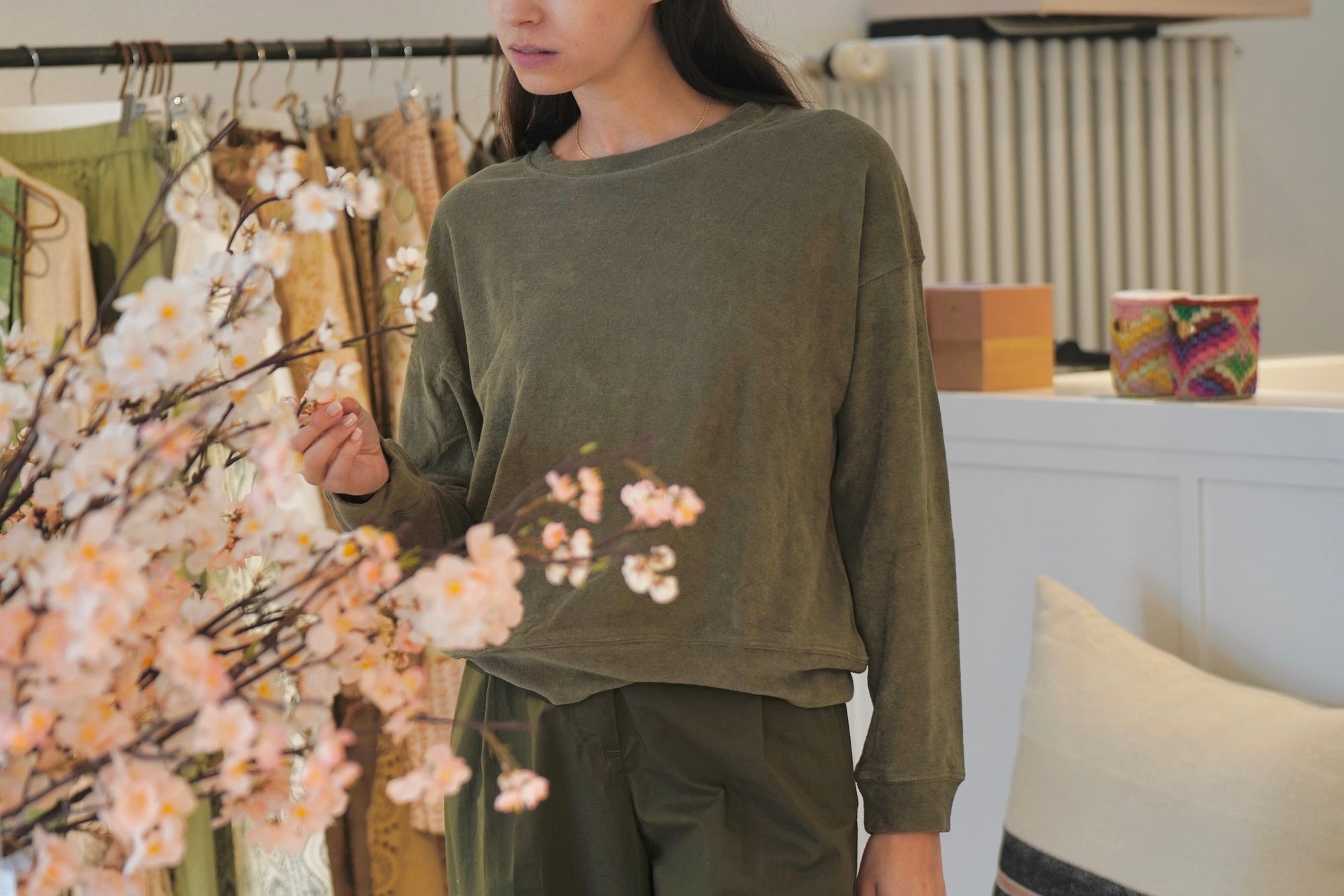Choice by Réjane Rosenberger Frottee Sweater "NICOLE" olive