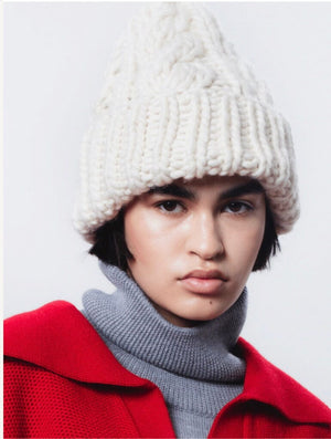 I LOVE MR MITTENS Chunky Wool "Cable Beanie" cream