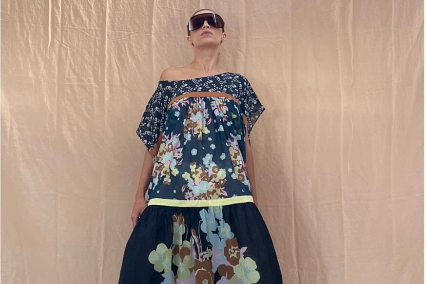 YVONNE S Wind dress "Flower" navy (C)