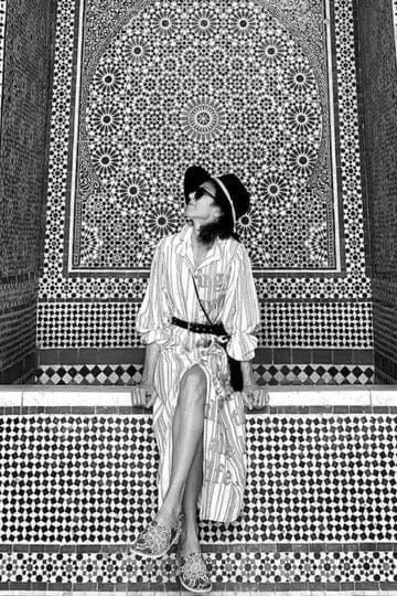 KARIEN BELLE Kimono Kleid "POETRY" stripe beige