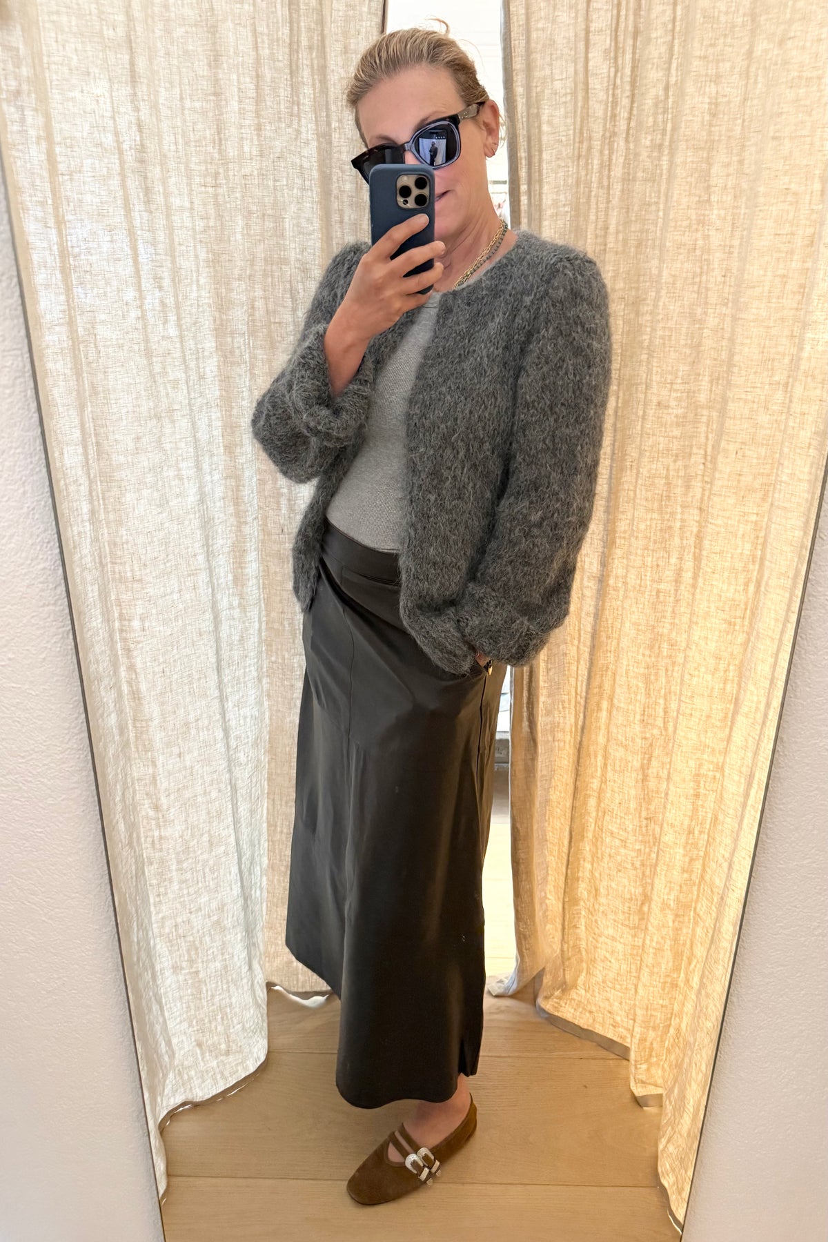MAIAMI Shaggy Alpaca Fine Cardigan antracite