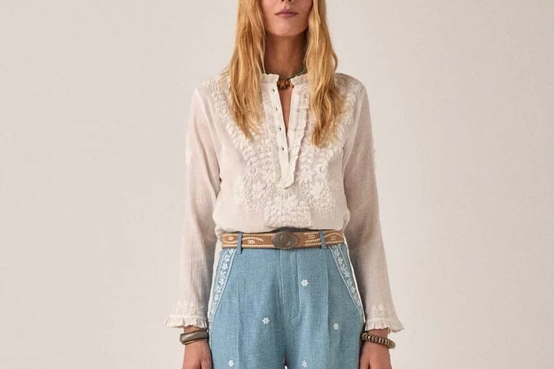 MAISON HOTEL Baumwollbluse "GABRIELA" off-white