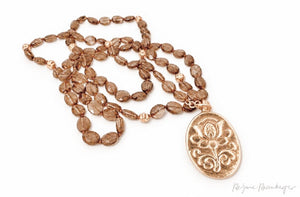 REJANE ROSENBERGER DESIGN Smokyquarzkette "Lotus" oval