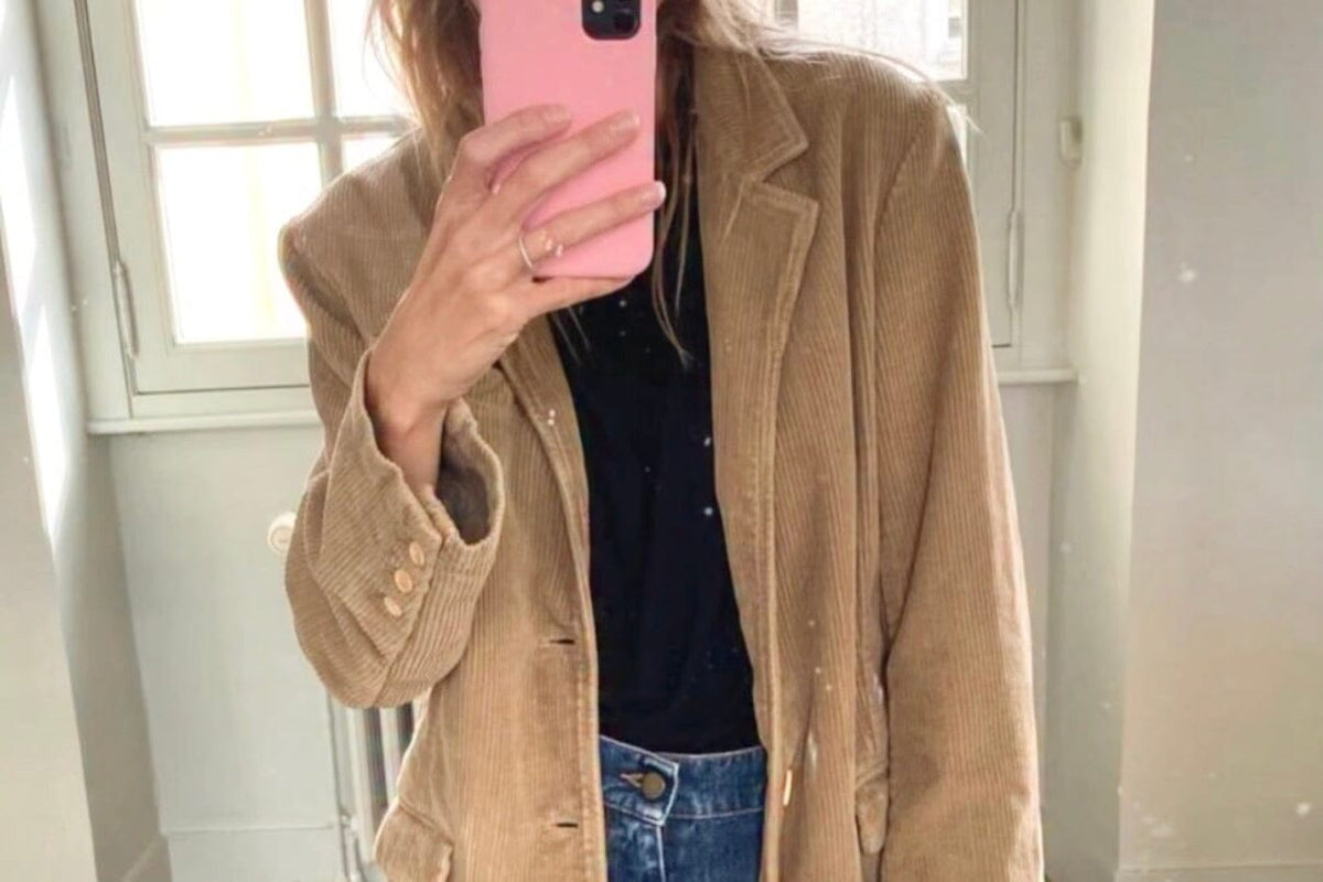 HAPPY HOUSE oversized Blazer "Cord" beige vintage