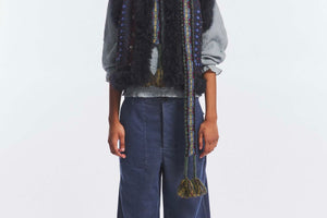 ANTIK BATIK Dünner Schal "CAMPO" dark green