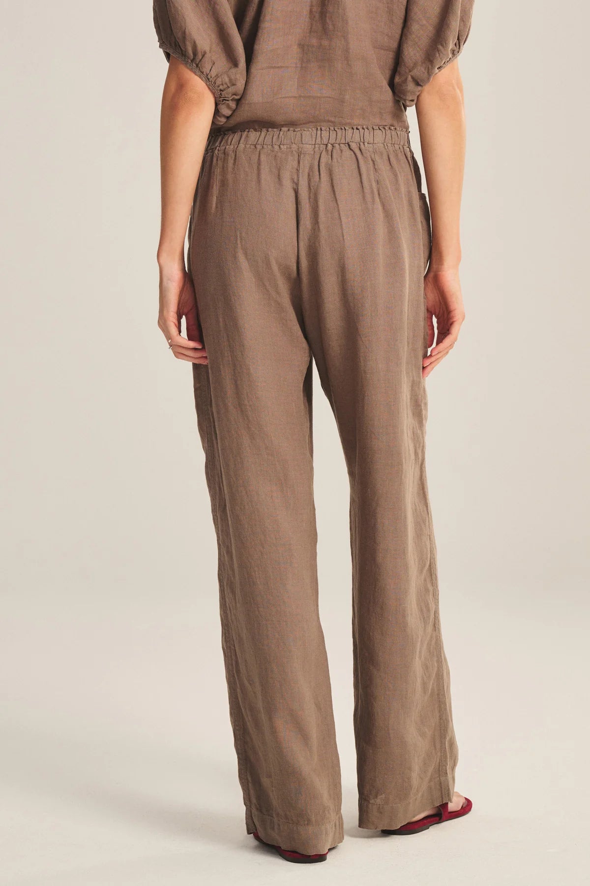 VELVET linen trousers "GINI05" shadow