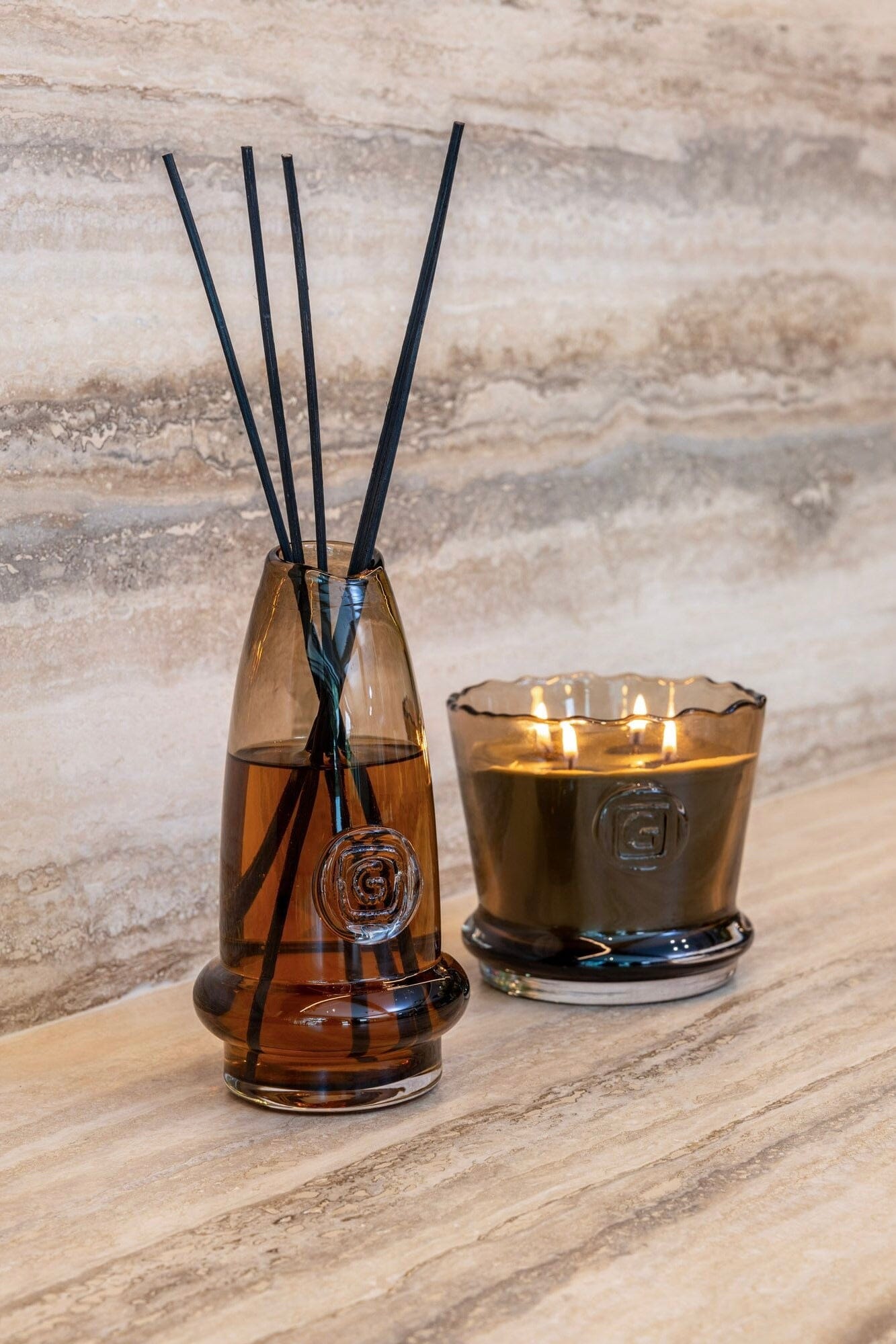 Gommaire SMALL Hurricane glass "Daniel" smoky brown