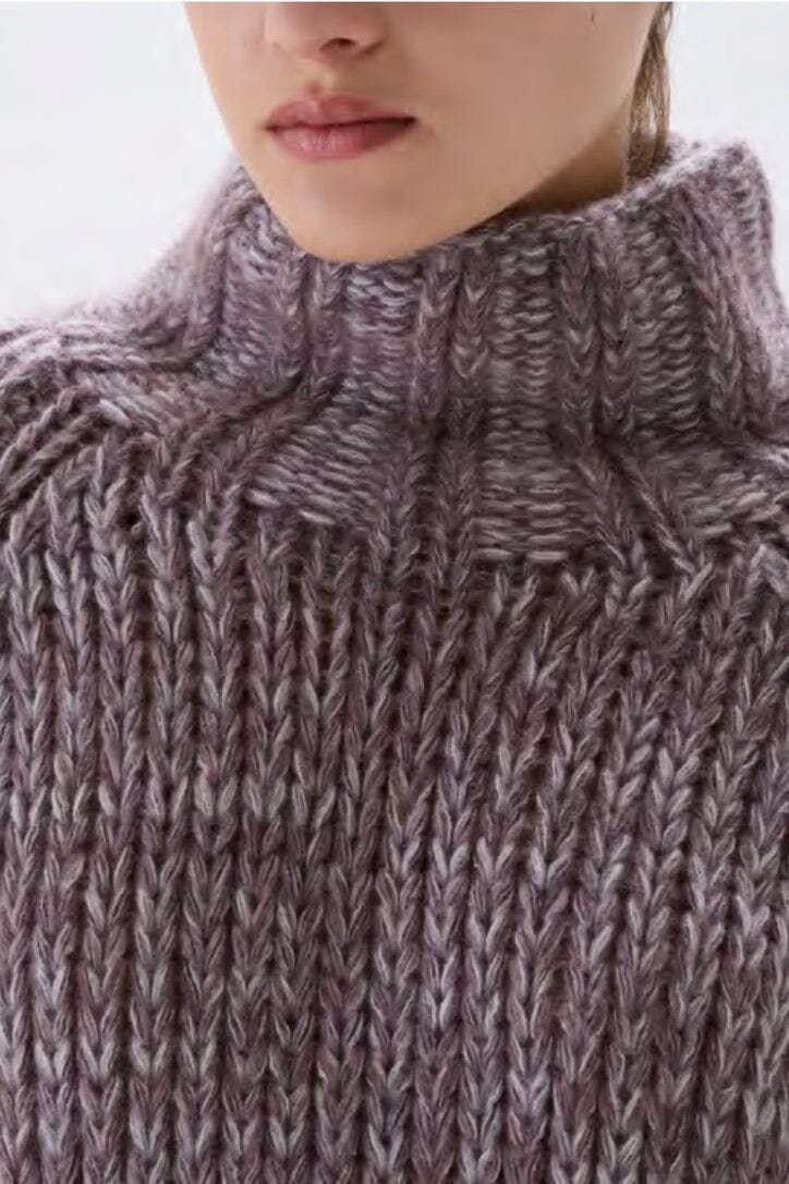 FFC Stehkragen Pullover  "14057" chiné aubergine