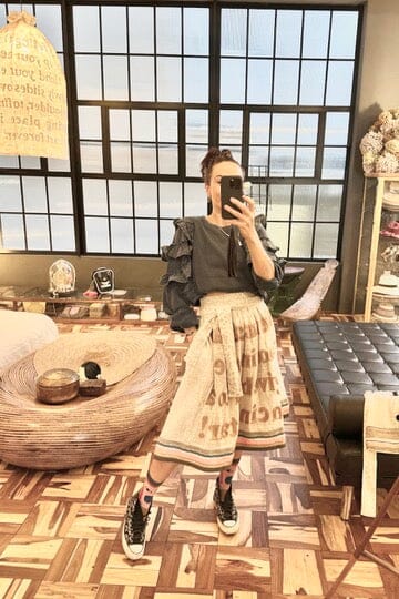 KARIEN BELLE Midi Skirt "POETRY" creme/rose