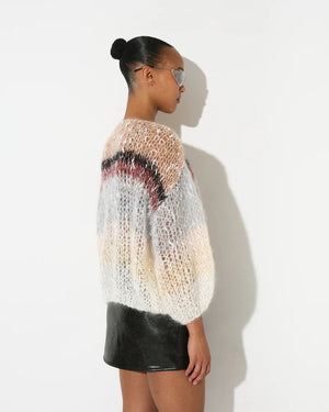 MAIAMI Cardigan "OMBRE" creme/mint