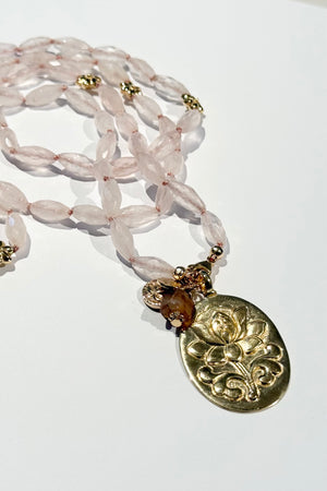 REJANE ROSENBERGER DESIGN Rosenquarzkette "Lotus" oval