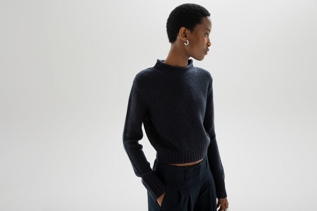 FFC Rundhalspullover Mid-Strickpullover "14024" night blue