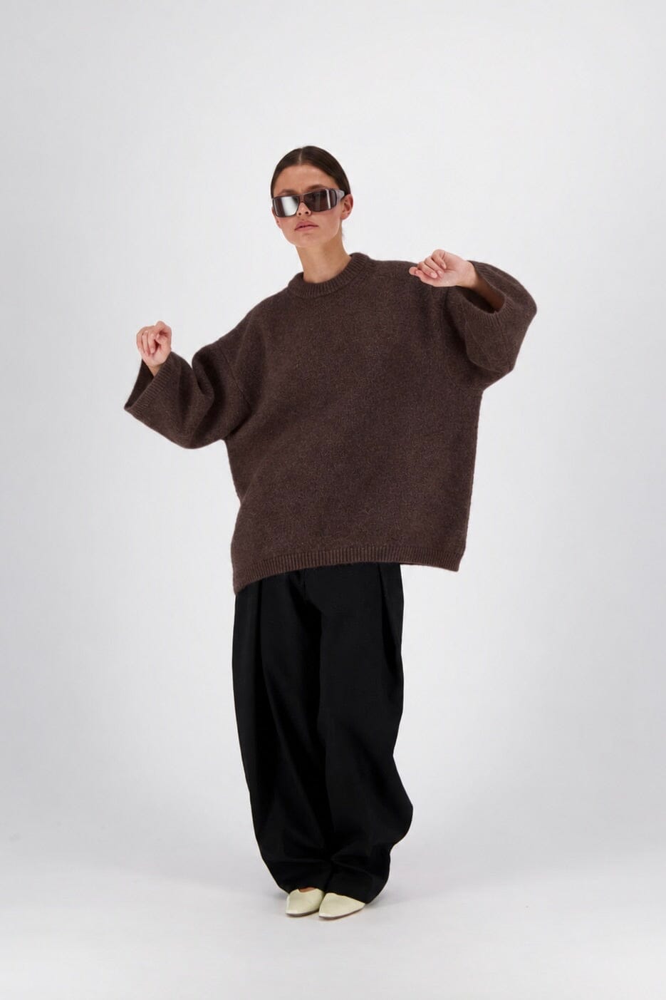 I LOVE MR MITTENS Chunky Wool "NAOMI" Sweater braun méliert