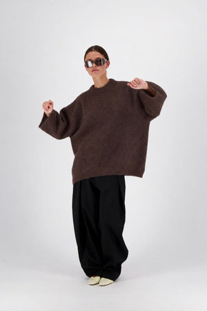 I LOVE MR MITTENS Chunky Wool "NAOMI" Sweater braun méliert