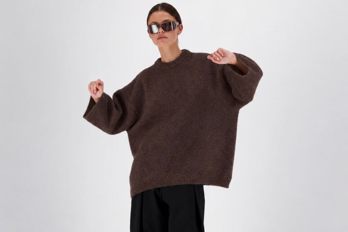I LOVE MR MITTENS Chunky Wool "NAOMI" Sweater braun méliert