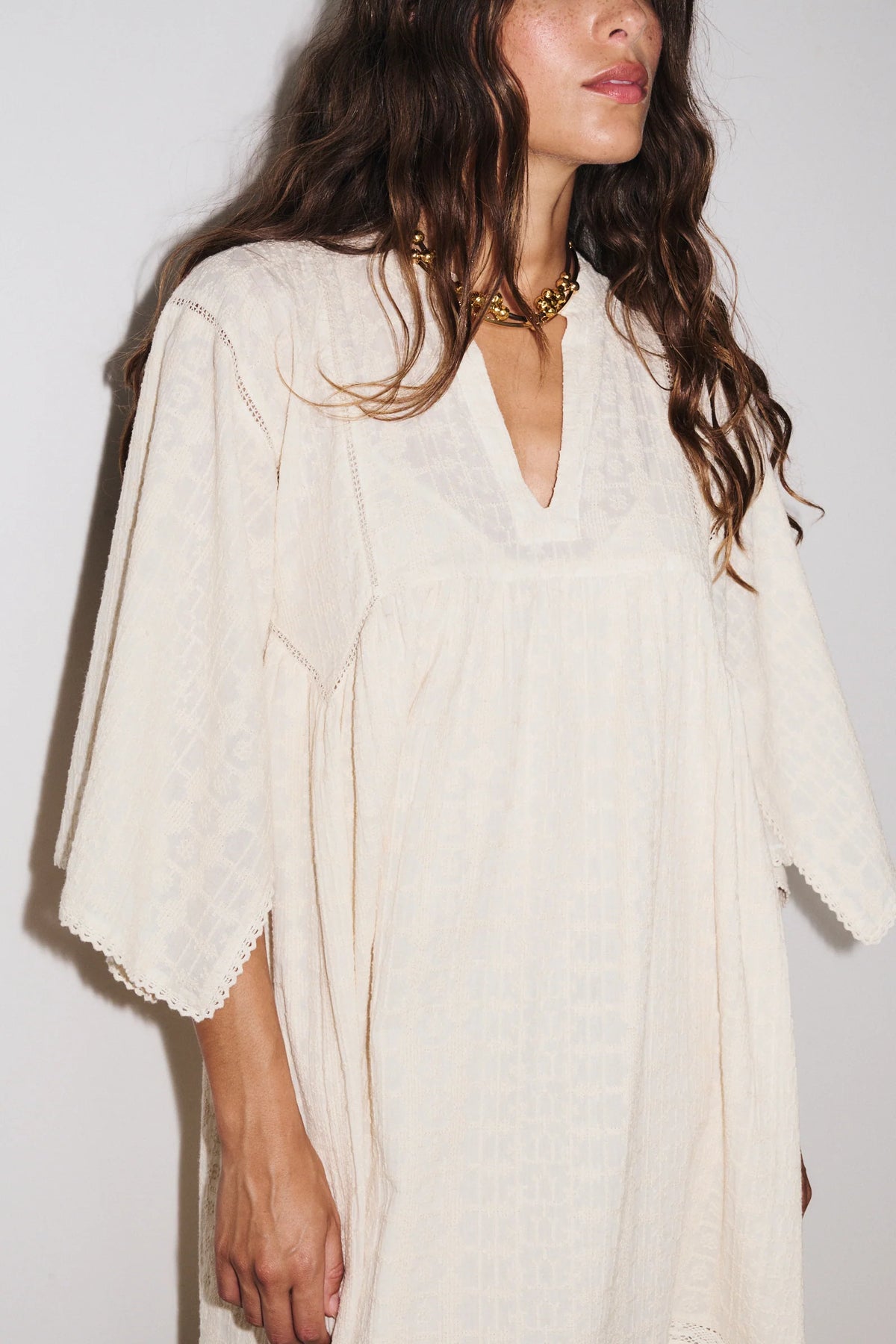 STELLA FOREST Baumwollkleid "ELOISE" off-white