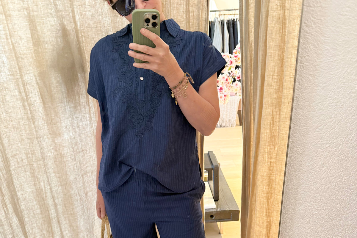 STELLA FOREST Baumwollbluse "BILLIE" navyblue