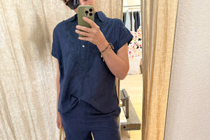 STELLA FOREST Baumwollbluse "BILLIE" navyblue