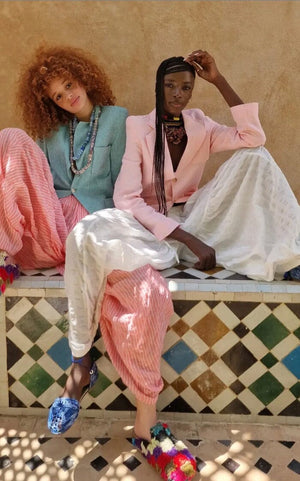 CLARAMONTE cotton kaftan "ALI" blue stripe