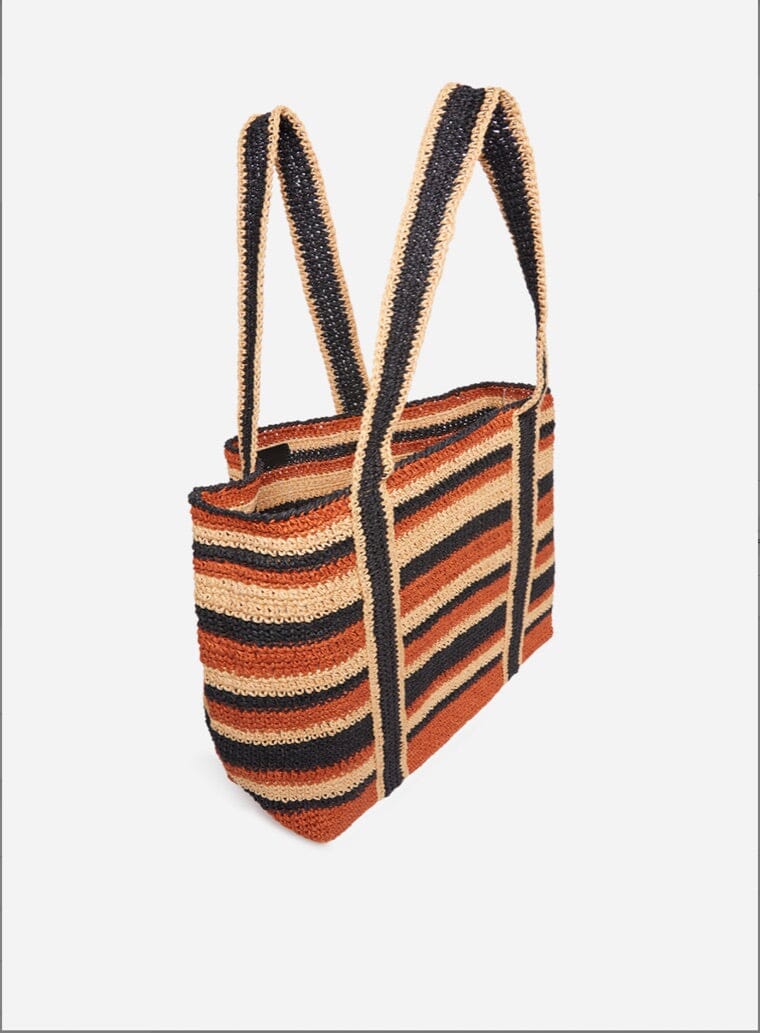 VANESSA BRUNO Raffia Stripe Tasche medium